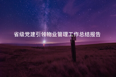 省级党建引领物业管理工作总结报告