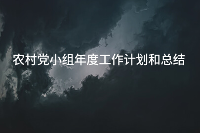 农村党小组年度工作计划和总结