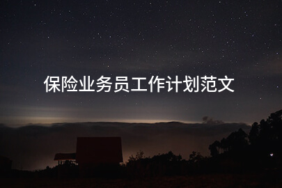 保险业务员工作计划范文