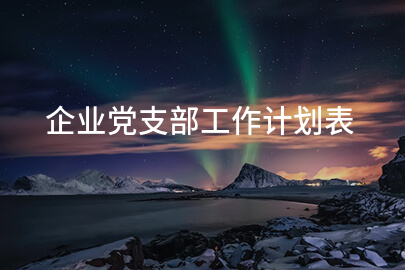 企业党支部工作计划表
