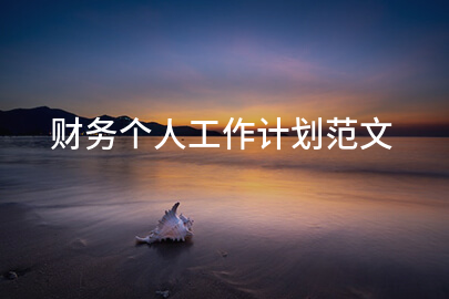 财务个人工作计划范文