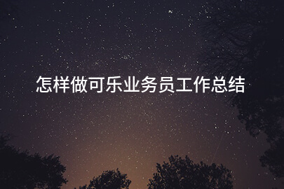 怎样做可乐业务员工作总结