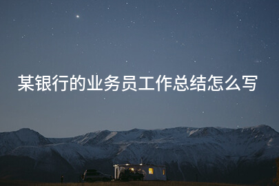 某银行的业务员工作总结怎么写