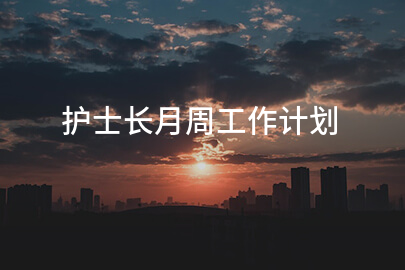 护士长月周工作计划