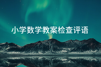 小学数学教案检查评语