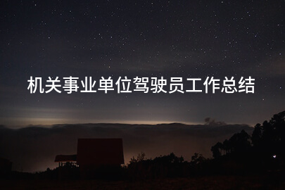 机关事业单位驾驶员工作总结