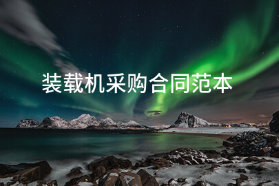 装载机采购合同范本