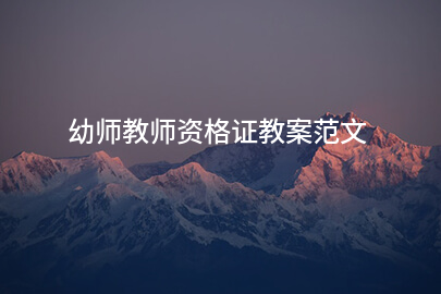 幼师教师资格证教案范文
