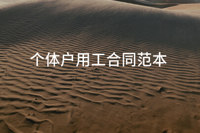 个体户用工合同范本