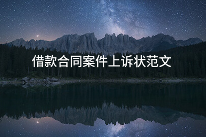 借款合同案件上诉状范文