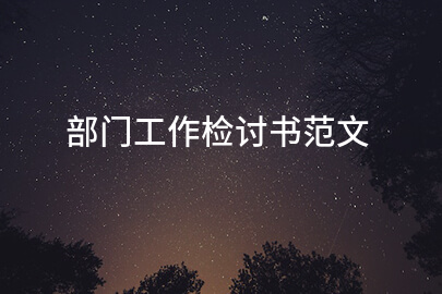 部门工作检讨书范文