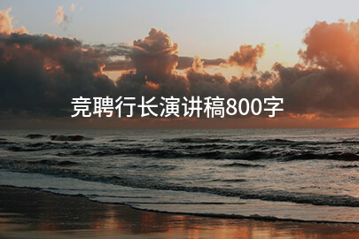 竞聘行长演讲稿800字