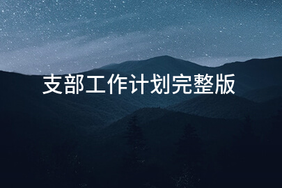 支部工作计划完整版