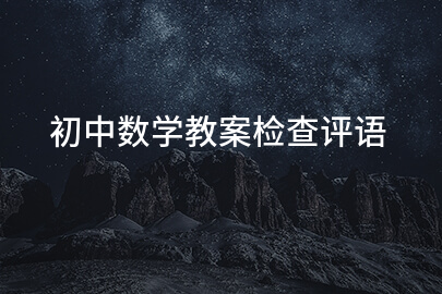 初中数学教案检查评语