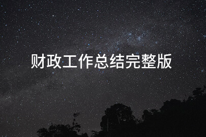 财政工作总结完整版