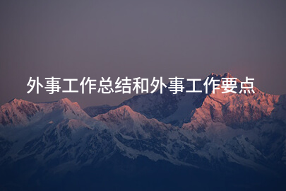 外事工作总结和外事工作要点