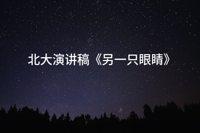 北大演讲稿《另一只眼睛》
